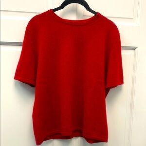 Valerie Steven’s Two Ply Cashmere Crewneck Red Short Sleeve Sweater